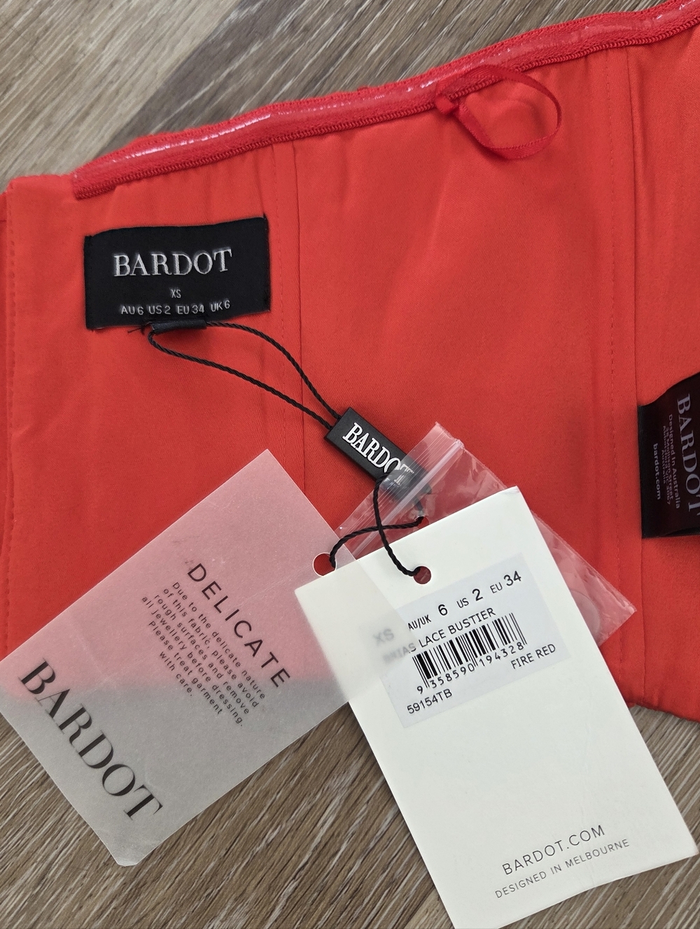 Bardot Revolve Brias Bustier NWT Fire Red Strapless Lined Embroidered lace Crop - Picture 10 of 16